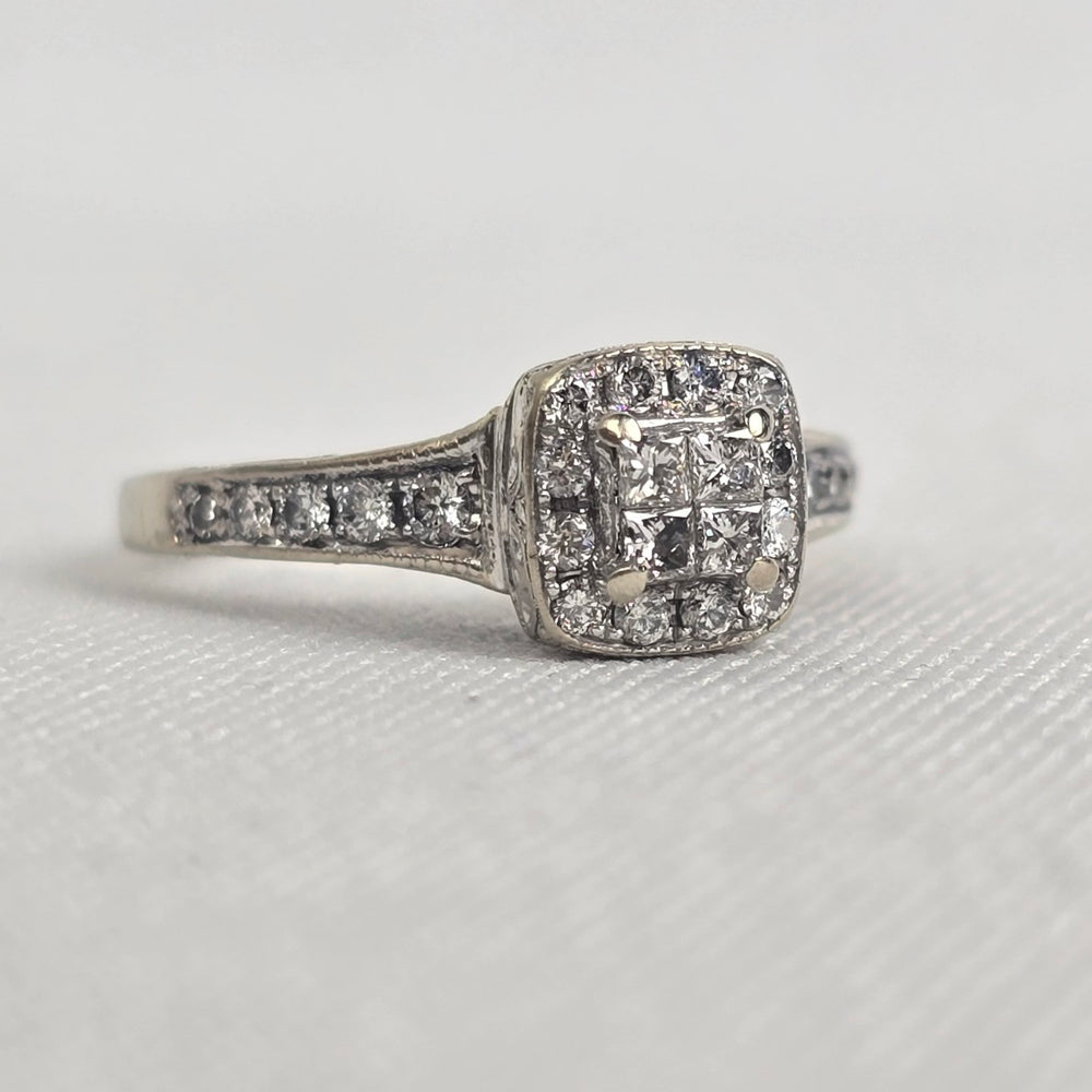 MHJ 14kt White Gold .40ct Diamond Princess Cut Wedding Ring Size 5