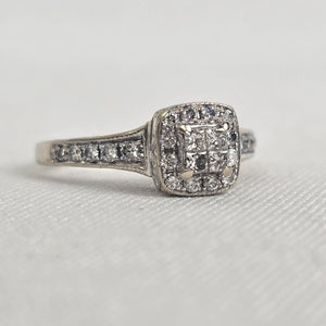 MHJ 14kt White Gold .40ct Diamond Princess Cut Wedding Ring Size 5