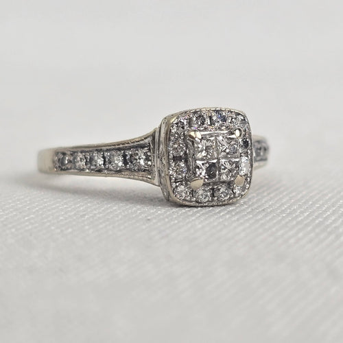 MHJ 14kt White Gold .40ct Diamond Princess Cut Wedding Ring Size 5