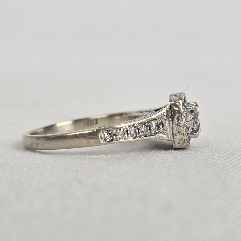 MHJ 14kt White Gold .40ct Diamond Princess Cut Wedding Ring Size 5
