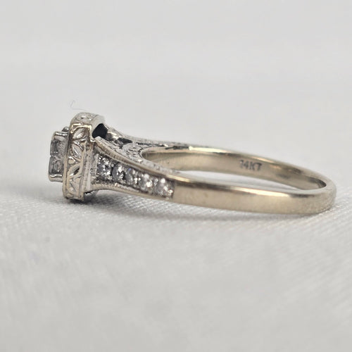 MHJ 14kt White Gold .40ct Diamond Princess Cut Wedding Ring Size 5
