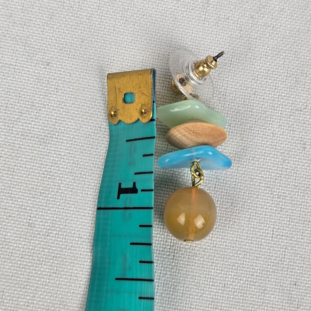 Natural Stone Brown & Blue Drop Earrings
