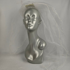 White Crystal Beaded Wedding Veil