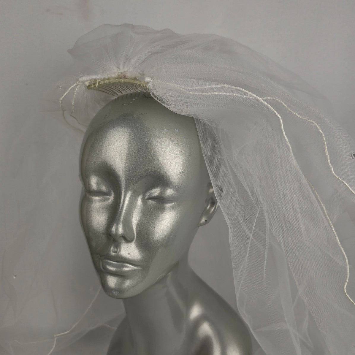 White Crystal Beaded Wedding Veil