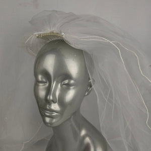 White Crystal Beaded Wedding Veil