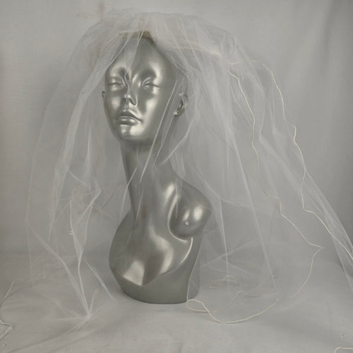 White Crystal Beaded Wedding Veil