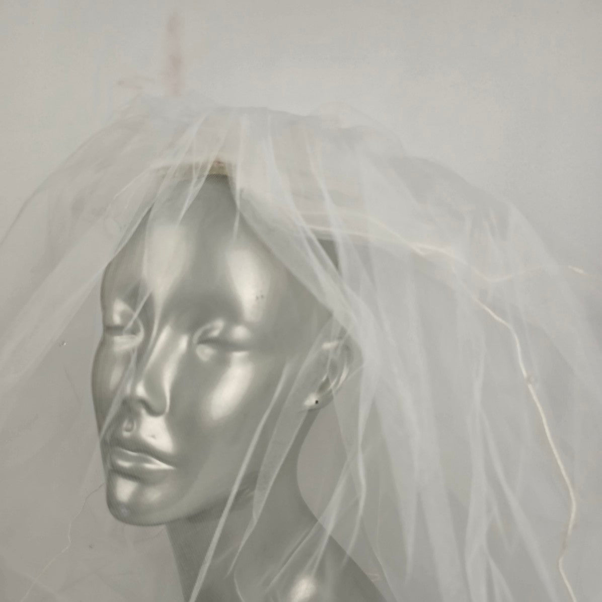 White Crystal Beaded Wedding Veil