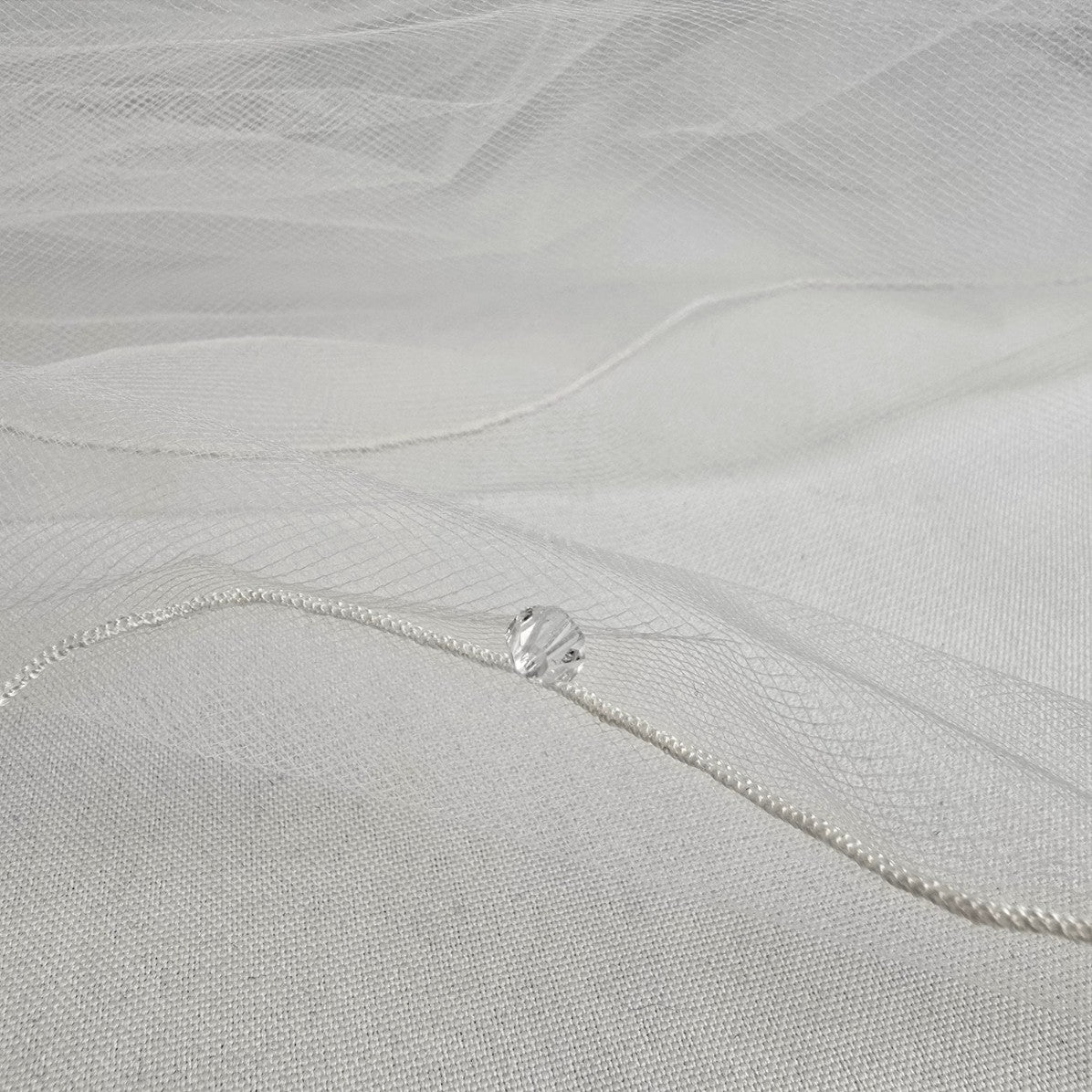 White Crystal Beaded Wedding Veil