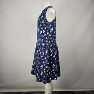 Hudson North Blue Cotton Floral Tiered Knee Length Dress Size L