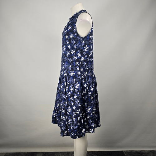 Hudson North Blue Cotton Floral Tiered Knee Length Dress Size L