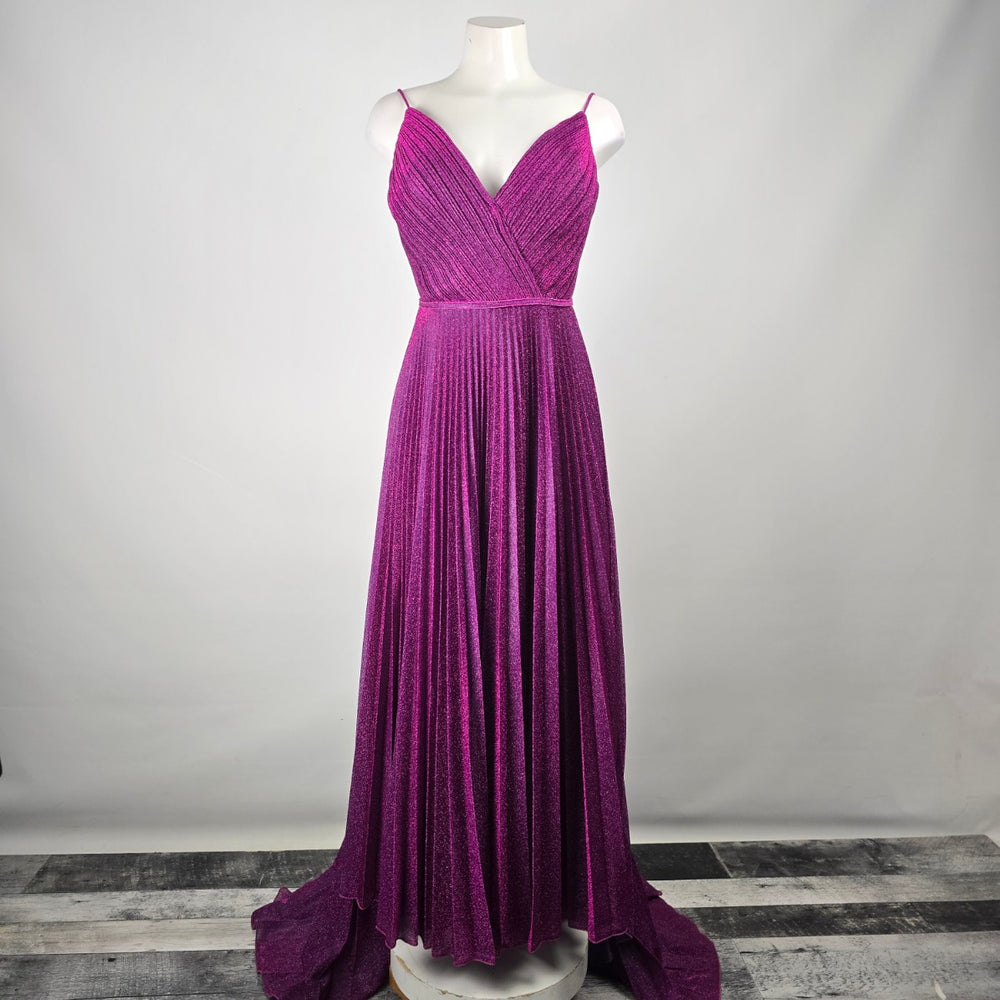 Angela & Alison Pink Sparkle Peated Skirt Gown Size 12