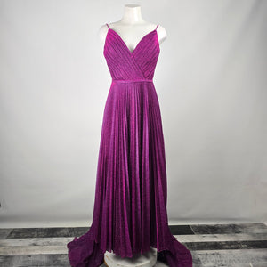 Angela & Alison Pink Sparkle Peated Skirt Gown Size 12