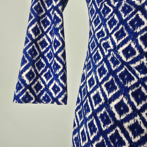 Lauren Ralph Lauren Blue Patterned Faux Wrap Dress Size 8