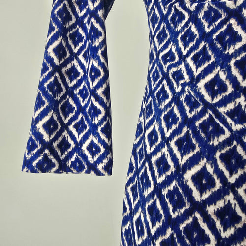 Lauren Ralph Lauren Blue Patterned Faux Wrap Dress Size 8