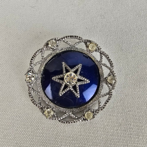 Vintage Blue & Silver Star Brooch