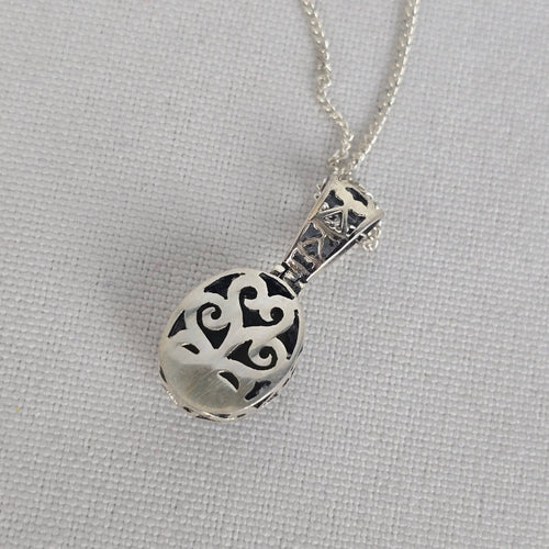 925 Sterling Silver Green Natural Stone Reversible Pendant Necklace
