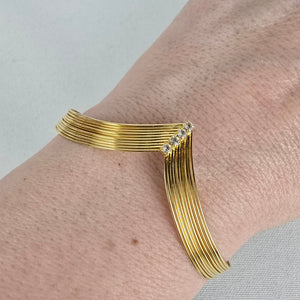 Vintage Gold Tone Wire Crystal Rhinestone Bracelet