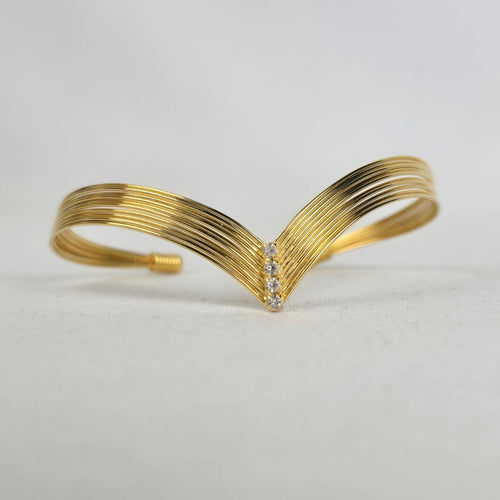 Vintage Gold Tone Wire Crystal Rhinestone Bracelet
