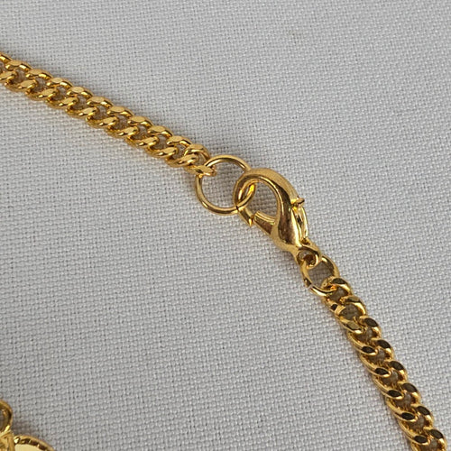 Vintage Gold Tone Navy Beaded Tassel Pendant Long Necklace & Earring Set