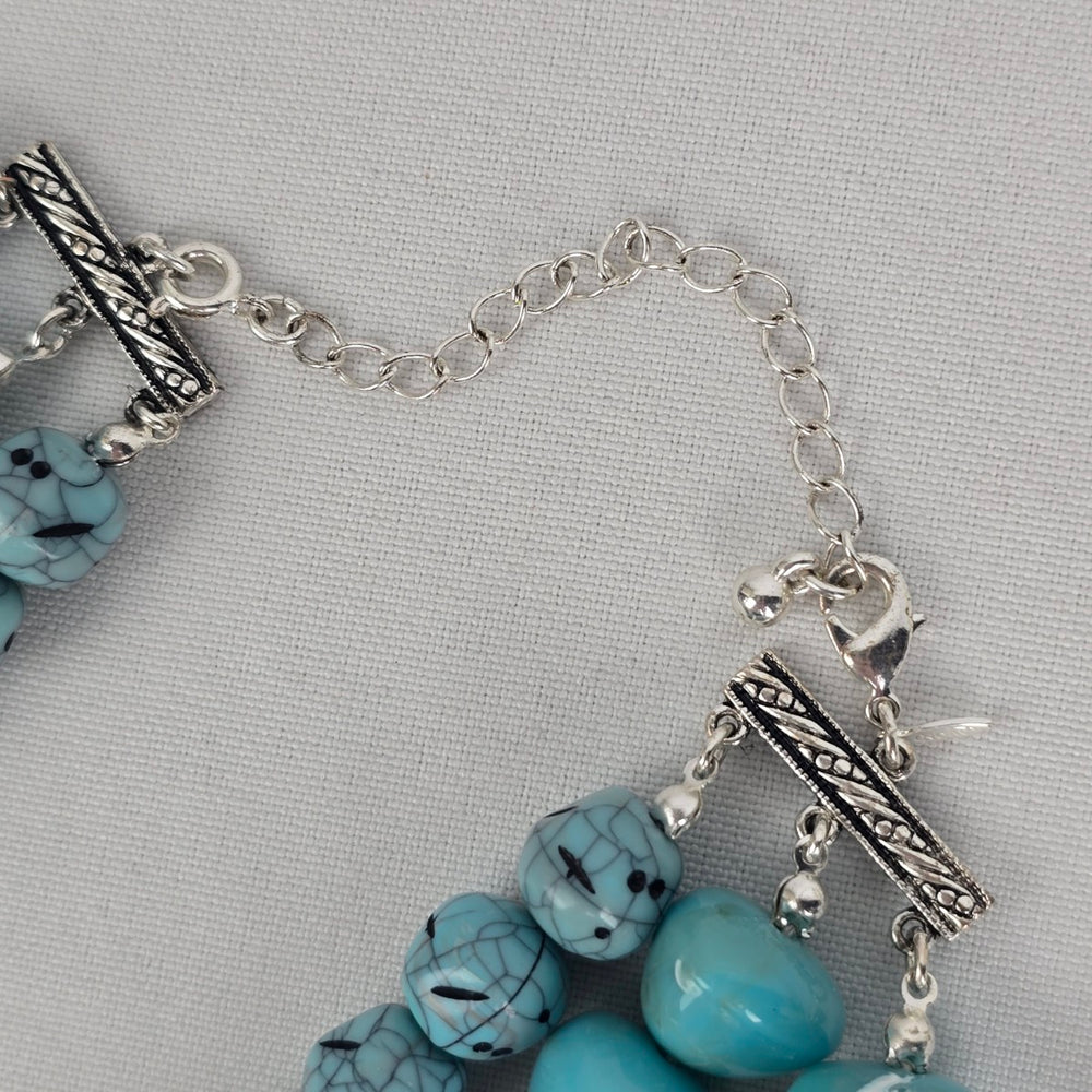 Avon Blue Beaded Faux Turquoise Layered Necklace