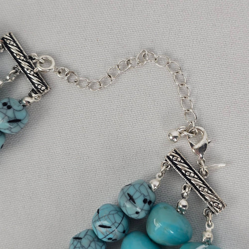 Avon Blue Beaded Faux Turquoise Layered Necklace