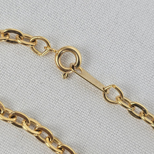 Vintage Gold Tone Red Pendant Long Necklace