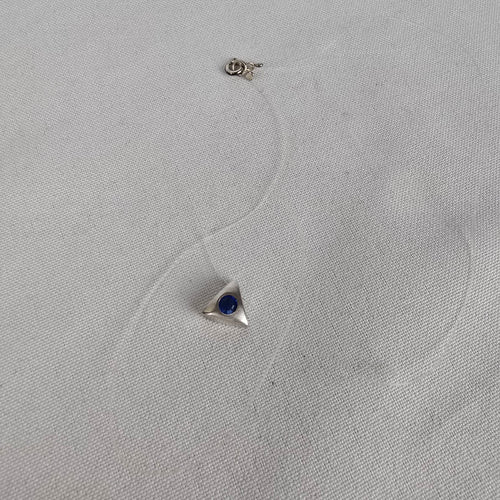 925 Sterling Silver Blue Stone Pendant Invisible Necklace