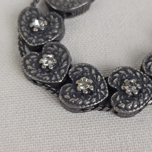 Silver Crystal Rhinestone Heart Chain Link Bracelet