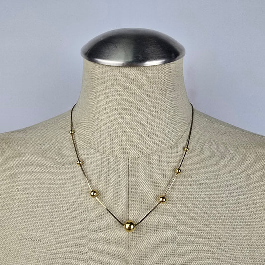 Vintage Gold Tone Beaded Chain Necklace