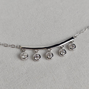 T 925 Sterling Silver Delicate Crystal Drops Necklace