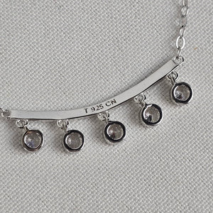 T 925 Sterling Silver Delicate Crystal Drops Necklace