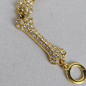 Gold Tone Crystal Dog Bone Link Toggle Bracelet