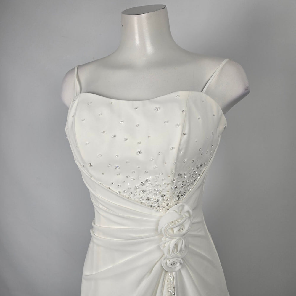 Alfred Angelo White Beaded High Low Wedding Dress Size XS