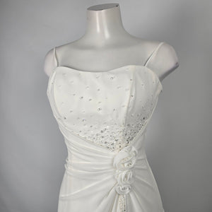 Alfred Angelo White Beaded High Low Wedding Dress Size XS