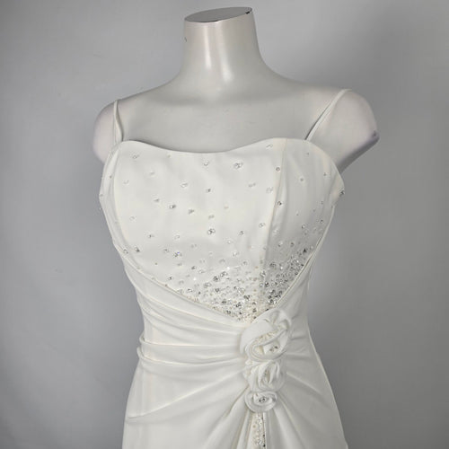 Alfred Angelo White Beaded High Low Wedding Dress Size XS