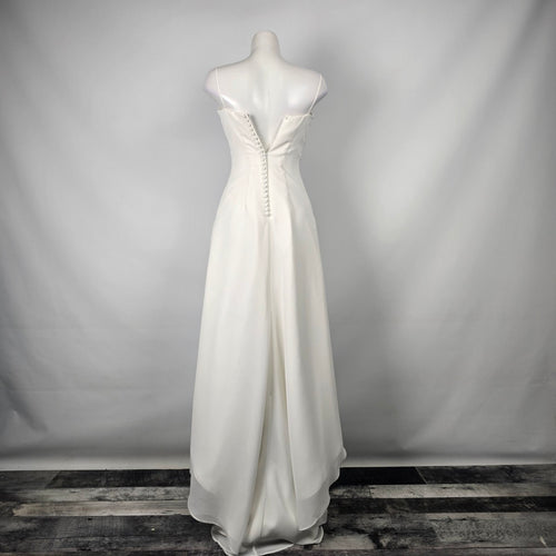 Alfred Angelo White Beaded High Low Wedding Dress Size XS