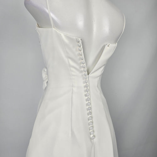 Alfred Angelo White Beaded High Low Wedding Dress Size XS