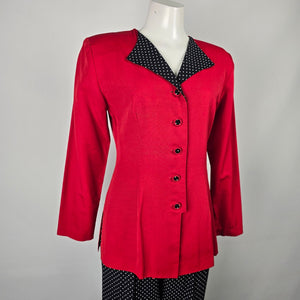 Vintage Savannah Red & Black Polka Dot Blazer & Pant Suit Size 5