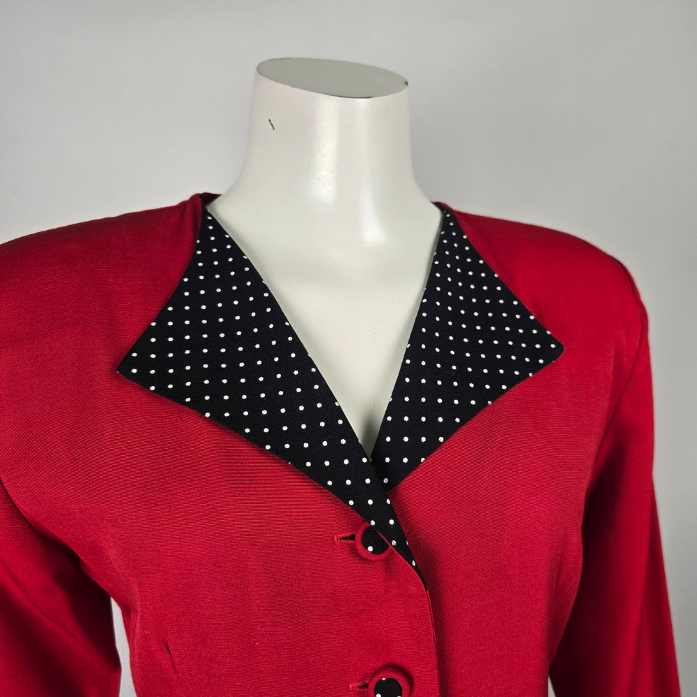 Vintage Savannah Red & Black Polka Dot Blazer & Pant Suit Size 5