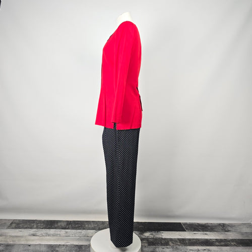 Vintage Savannah Red & Black Polka Dot Blazer & Pant Suit Size 5