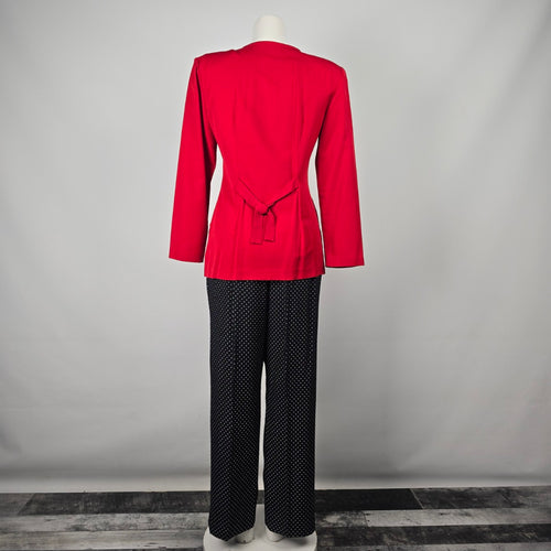 Vintage Savannah Red & Black Polka Dot Blazer & Pant Suit Size 5
