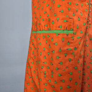 Vintage Go In's Orange Popsicle Print Cotton House Dress Size S