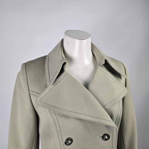 Vintage High Class Wool Green Double Breasted Militaries Equipment Trench Coat Size M