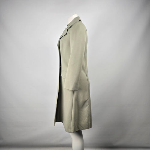 Vintage High Class Wool Green Double Breasted Militaries Equipment Trench Coat Size M