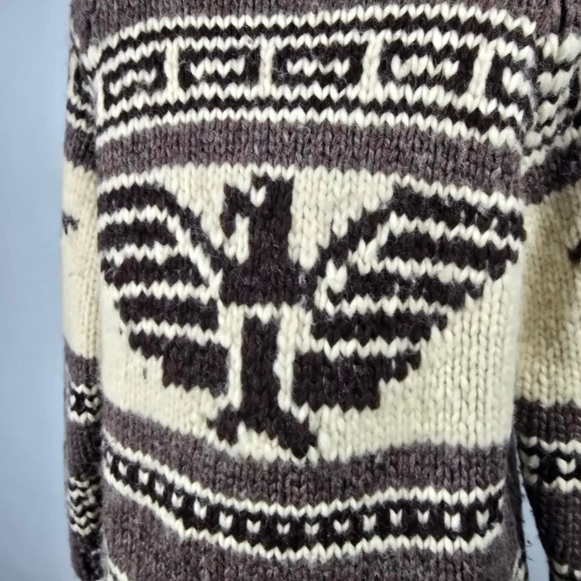 Vintage Cowichan Knit Eagle Zip Up Sweater Jacket Size M/L