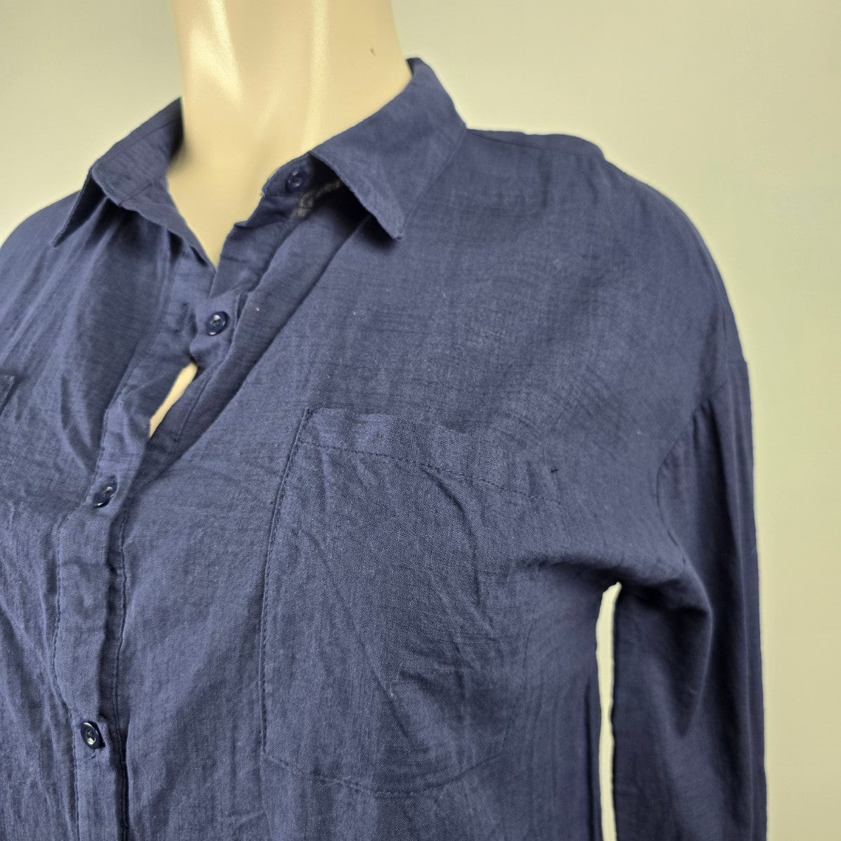 Zanzea Collection Navy Blue Cotton Shirt Midi Dress Size XXL
