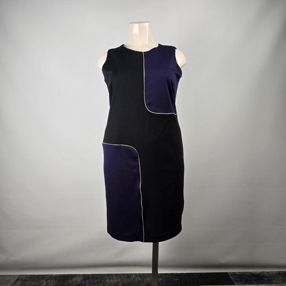 Lennie for Nina Leonard Blue & Black Sheath Dress Size 2XL