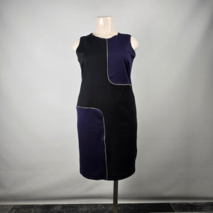 Lennie for Nina Leonard Blue & Black Sheath Dress Size 2XL