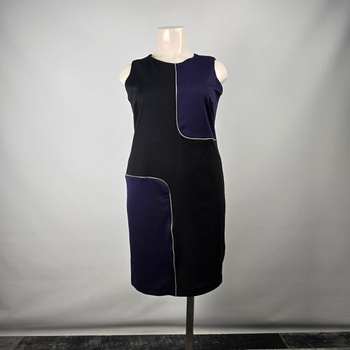 Lennie for Nina Leonard Blue & Black Sheath Dress Size 2XL