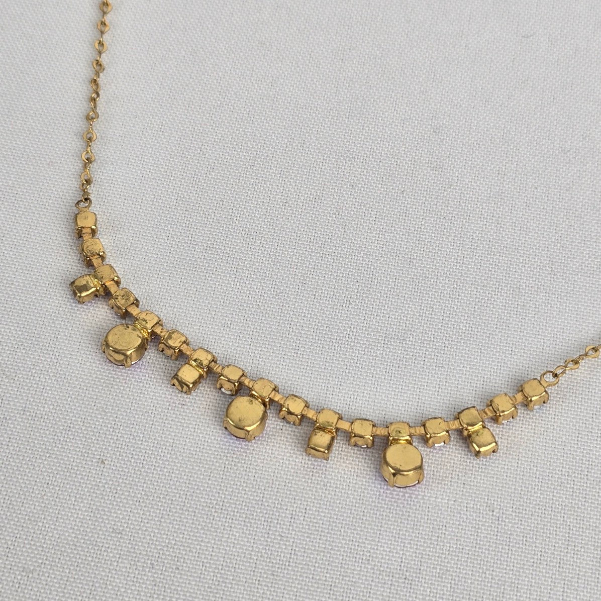 Vintage Gold & Pink Rhinestone Necklace